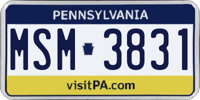 PA license plate MSM3831