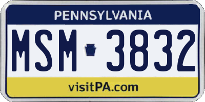 PA license plate MSM3832