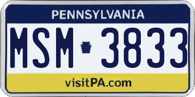 PA license plate MSM3833