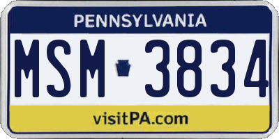 PA license plate MSM3834