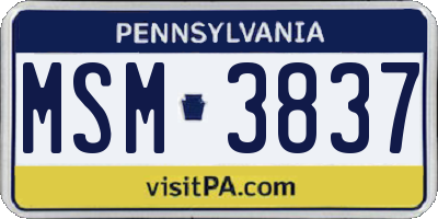 PA license plate MSM3837