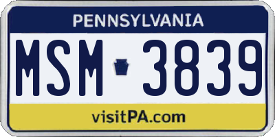 PA license plate MSM3839