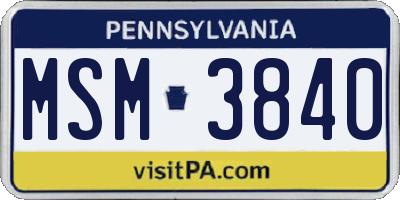 PA license plate MSM3840