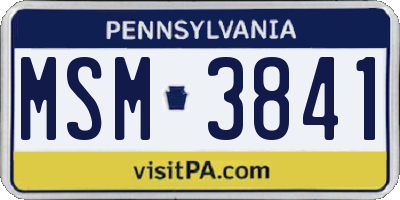 PA license plate MSM3841