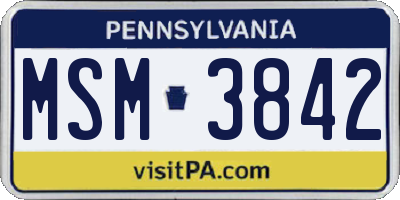 PA license plate MSM3842