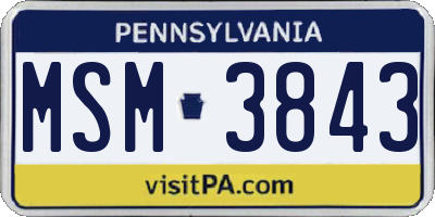 PA license plate MSM3843
