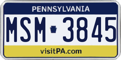 PA license plate MSM3845