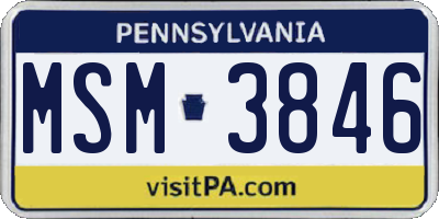 PA license plate MSM3846