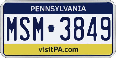 PA license plate MSM3849