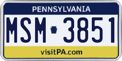 PA license plate MSM3851