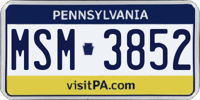 PA license plate MSM3852