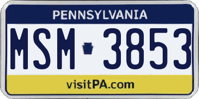 PA license plate MSM3853