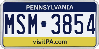 PA license plate MSM3854