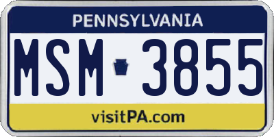 PA license plate MSM3855