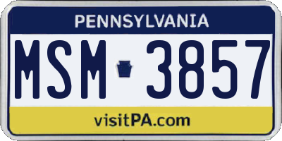 PA license plate MSM3857