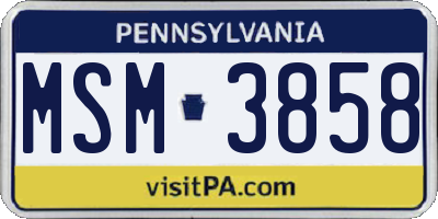 PA license plate MSM3858