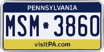 PA license plate MSM3860