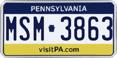 PA license plate MSM3863