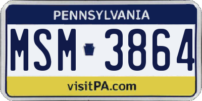PA license plate MSM3864
