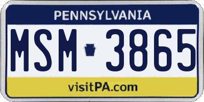 PA license plate MSM3865