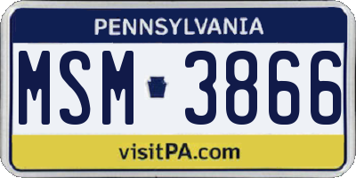 PA license plate MSM3866