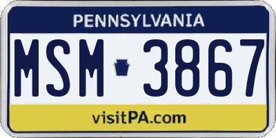 PA license plate MSM3867