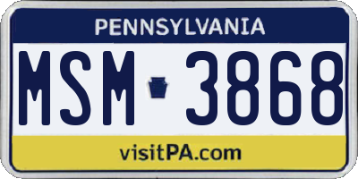 PA license plate MSM3868