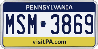 PA license plate MSM3869