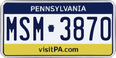 PA license plate MSM3870