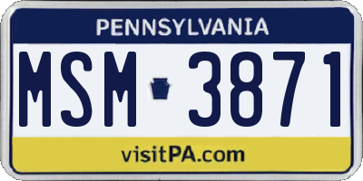 PA license plate MSM3871