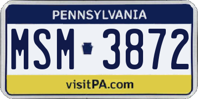 PA license plate MSM3872