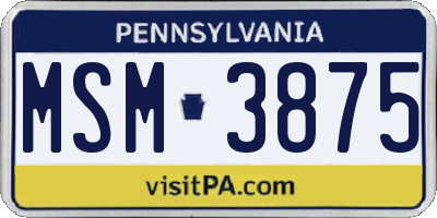 PA license plate MSM3875