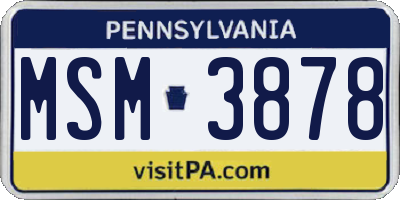 PA license plate MSM3878