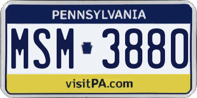 PA license plate MSM3880