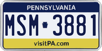 PA license plate MSM3881