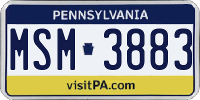 PA license plate MSM3883
