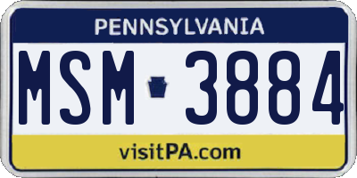PA license plate MSM3884