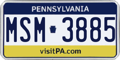 PA license plate MSM3885