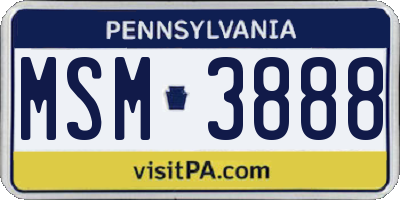 PA license plate MSM3888