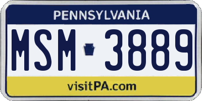 PA license plate MSM3889