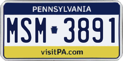 PA license plate MSM3891