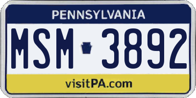 PA license plate MSM3892
