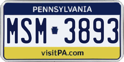 PA license plate MSM3893