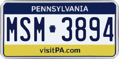 PA license plate MSM3894