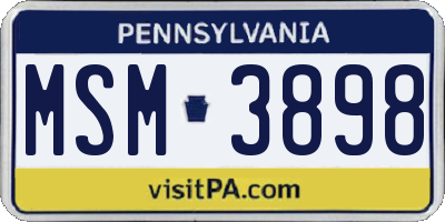 PA license plate MSM3898