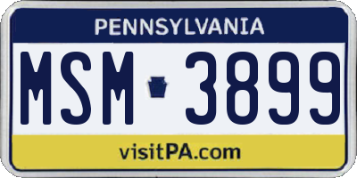 PA license plate MSM3899