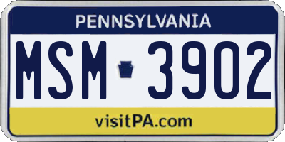 PA license plate MSM3902