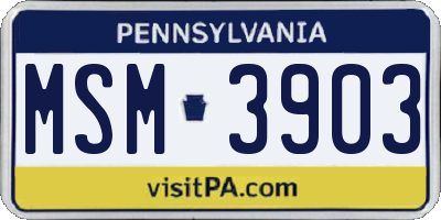 PA license plate MSM3903