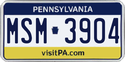 PA license plate MSM3904