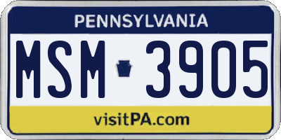 PA license plate MSM3905